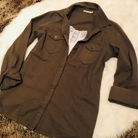 Army green cargo button up jacket - Picture 2 of 3